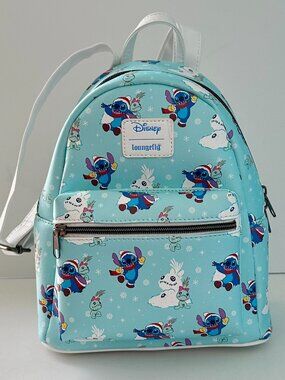 Loungefly Disney Stitch Christmas Mini Backpack Holiday Snow Angel